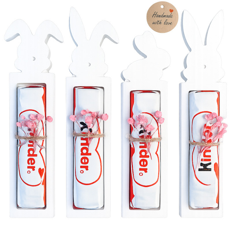 Ostermitbringsel 4er Set mit Kinder Schokoriegel und Hasenmotiv modern dekoriert